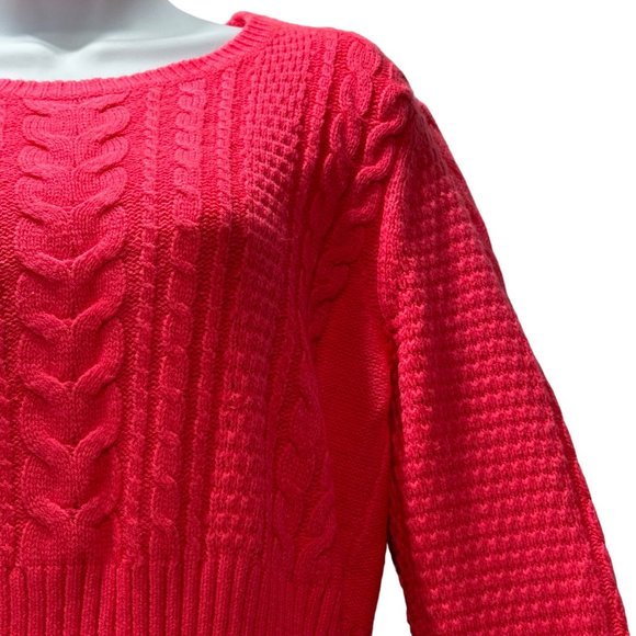 Divided by H&M Women’s Cable Knit Pullover Cropped Vibrant Pink Sweater Women's - Picture 3 of 6